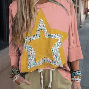 Floral Star Patchwork Pink Top